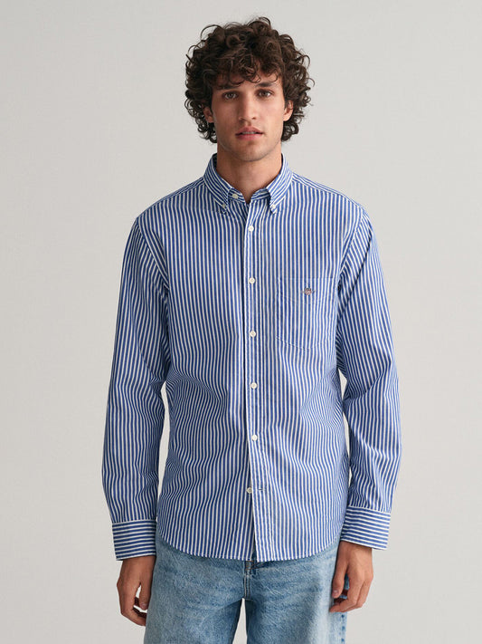 Gant Men Blue Striped Collar Shirt