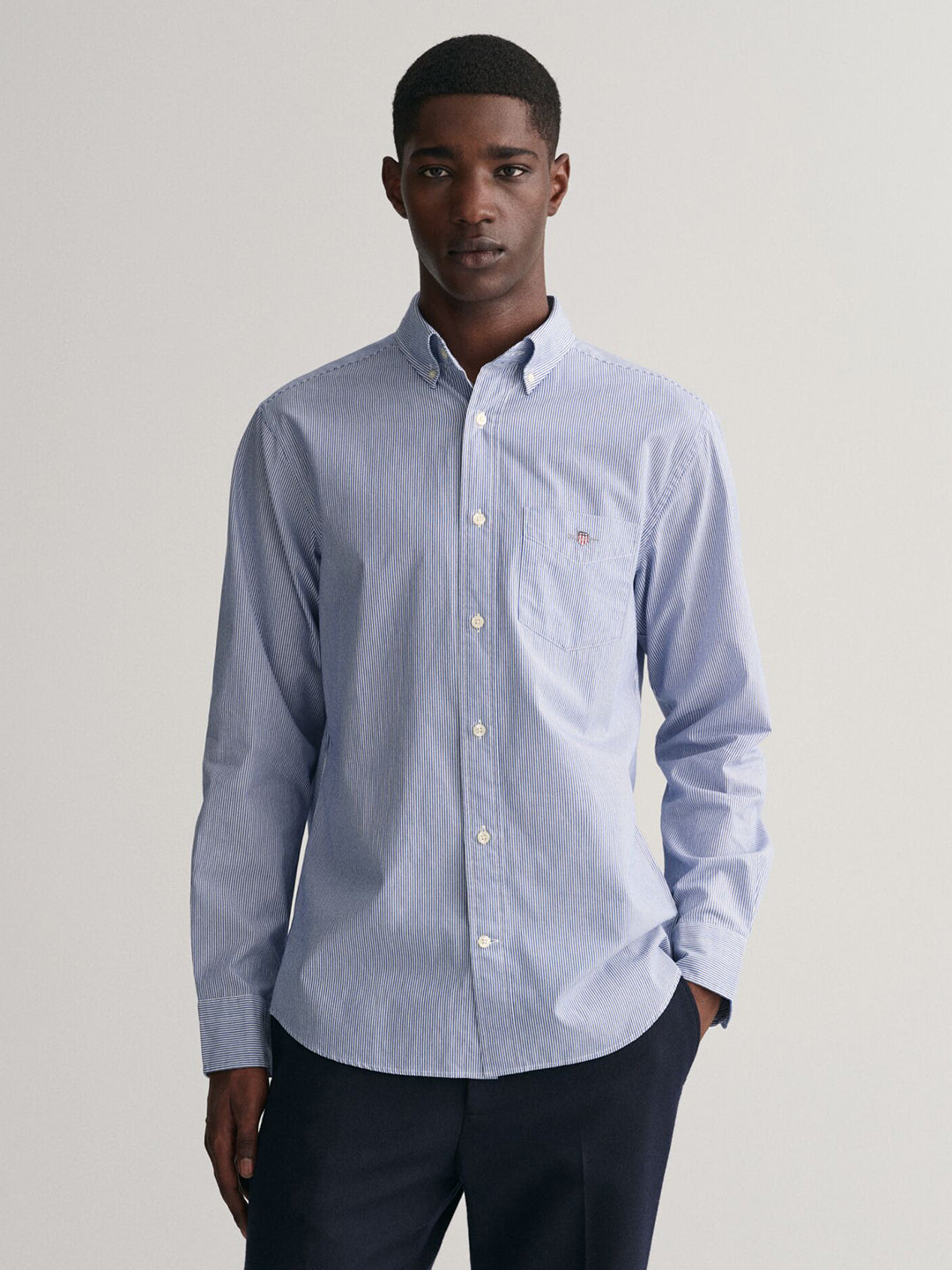 Gant Men Blue Striped Collar Shirt