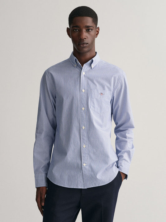 Gant Men Blue Striped Collar Shirt