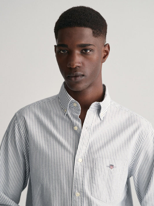 Gant Men Blue Striped Collar Shirt