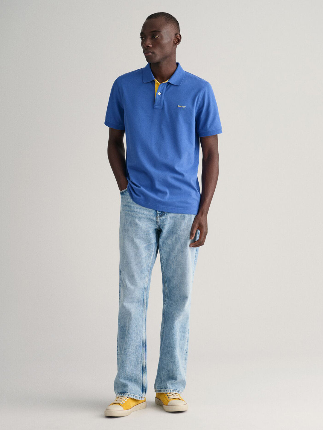 Gant Men Blue Solid Polo Tshirt