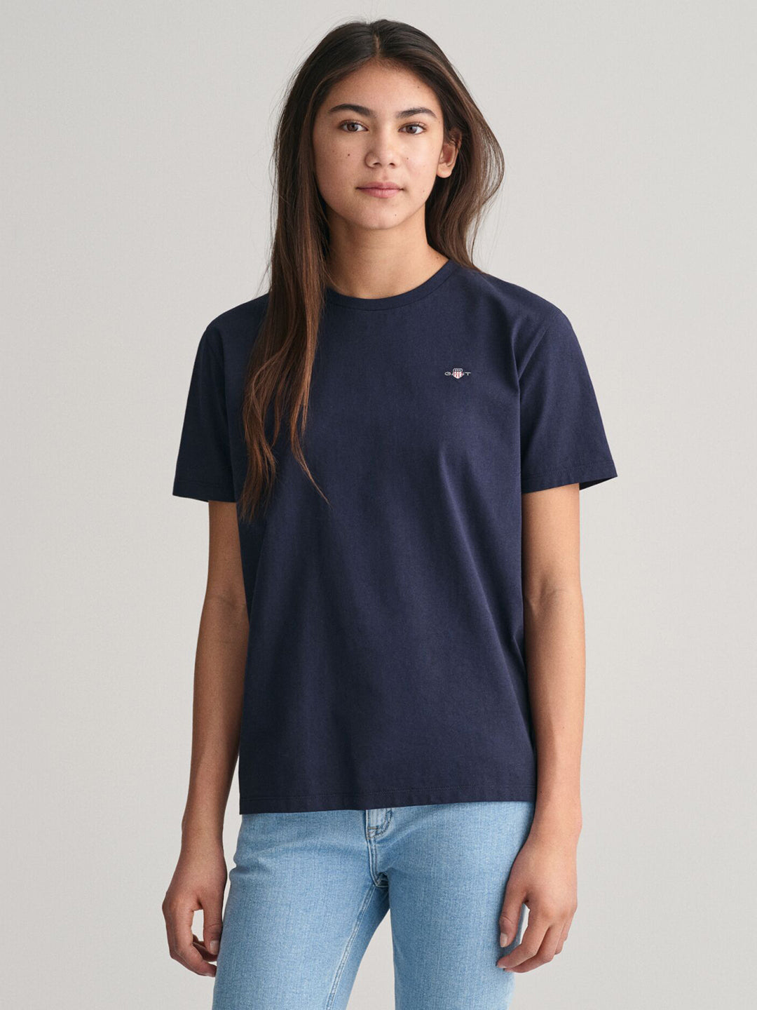 Gant Kids Blue Solid Round Neck Tshirt