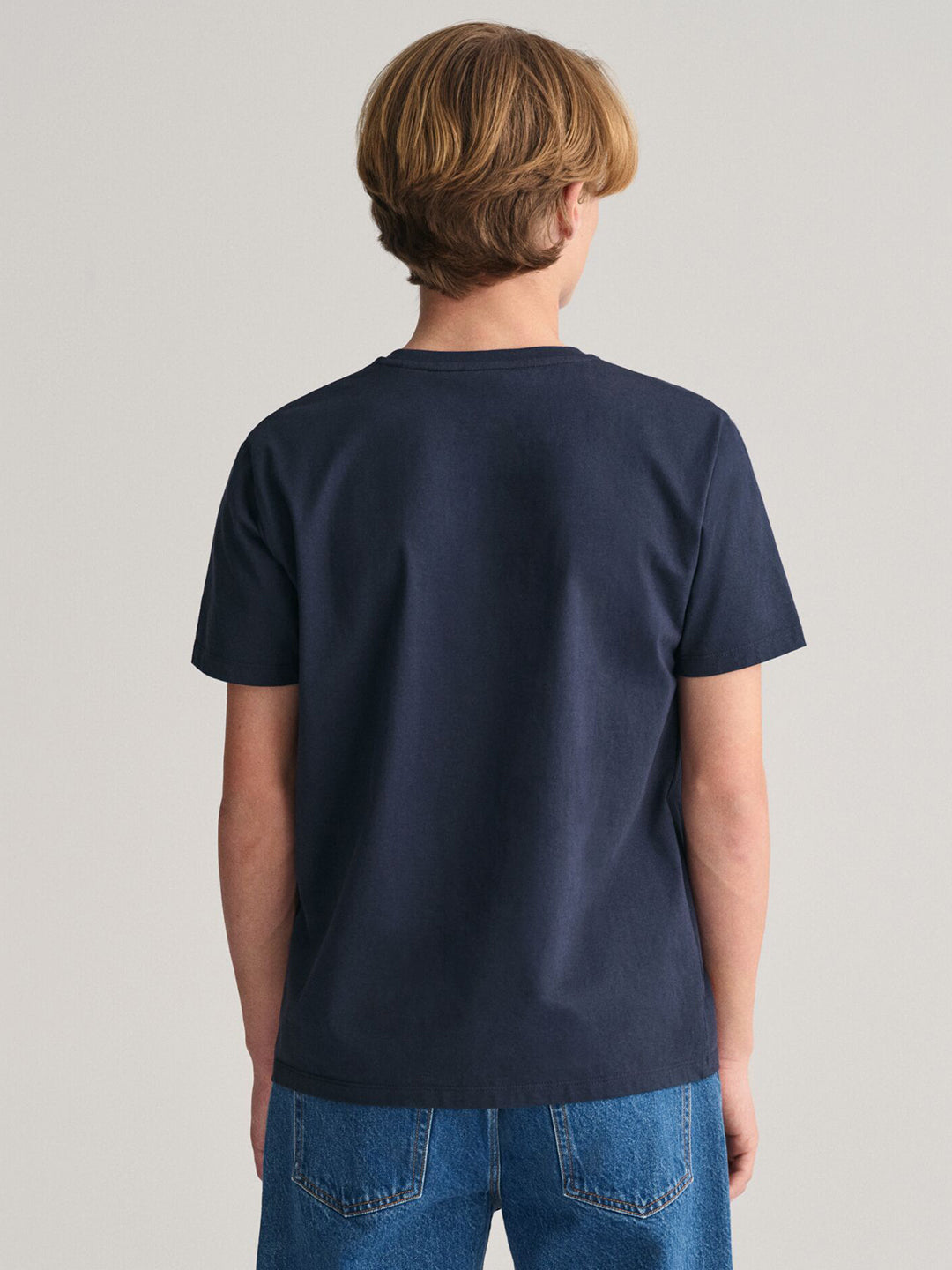 Gant Kids Blue Solid Round Neck Tshirt