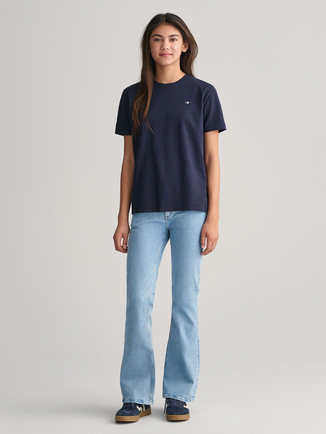 Gant Kids Blue Solid Round Neck Tshirt