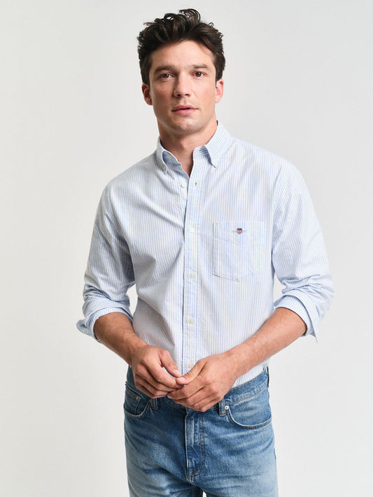 Gant Men Blue Striped Collar Shirt