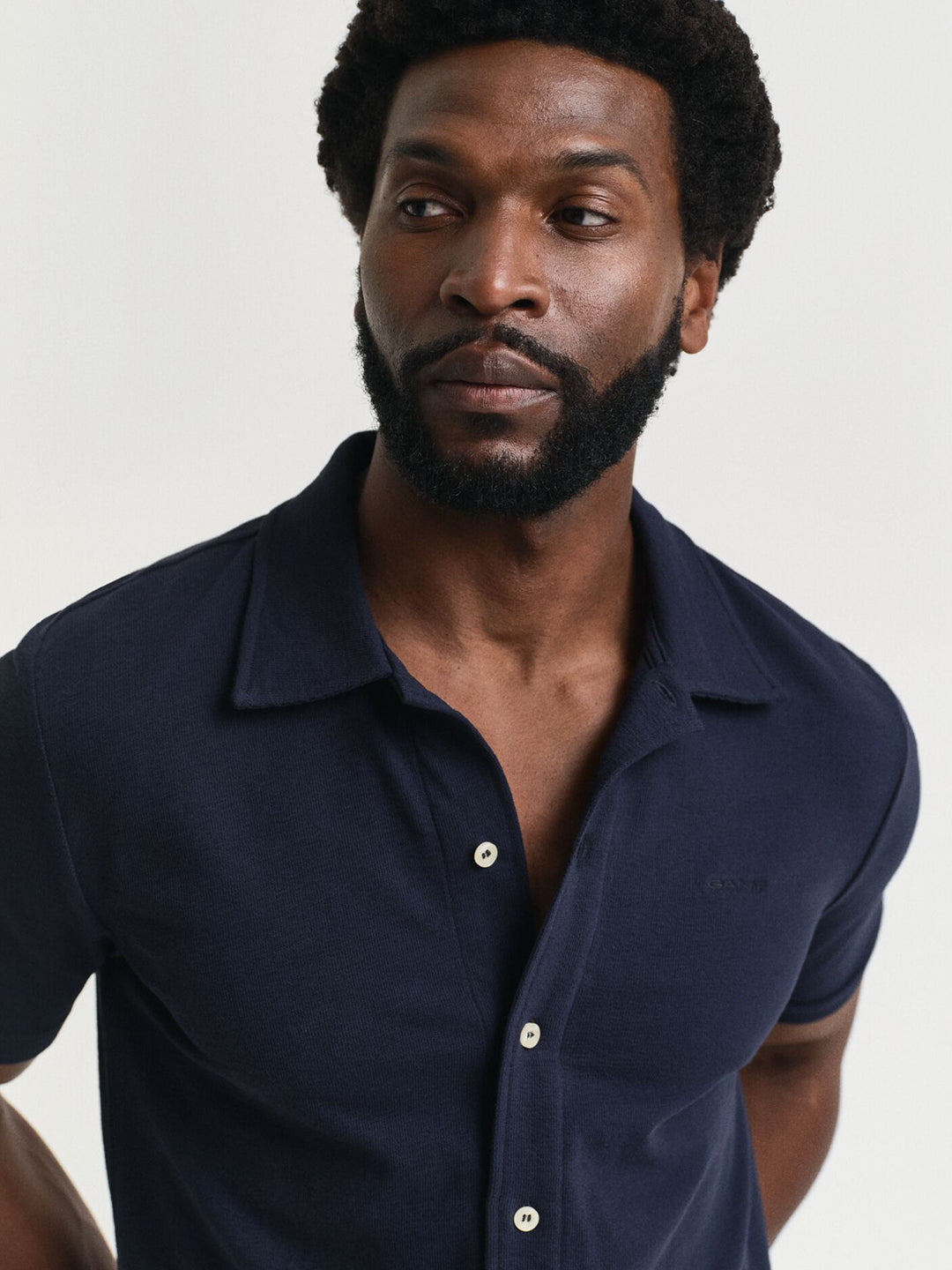 Gant Men Blue Solid Collar Shirt