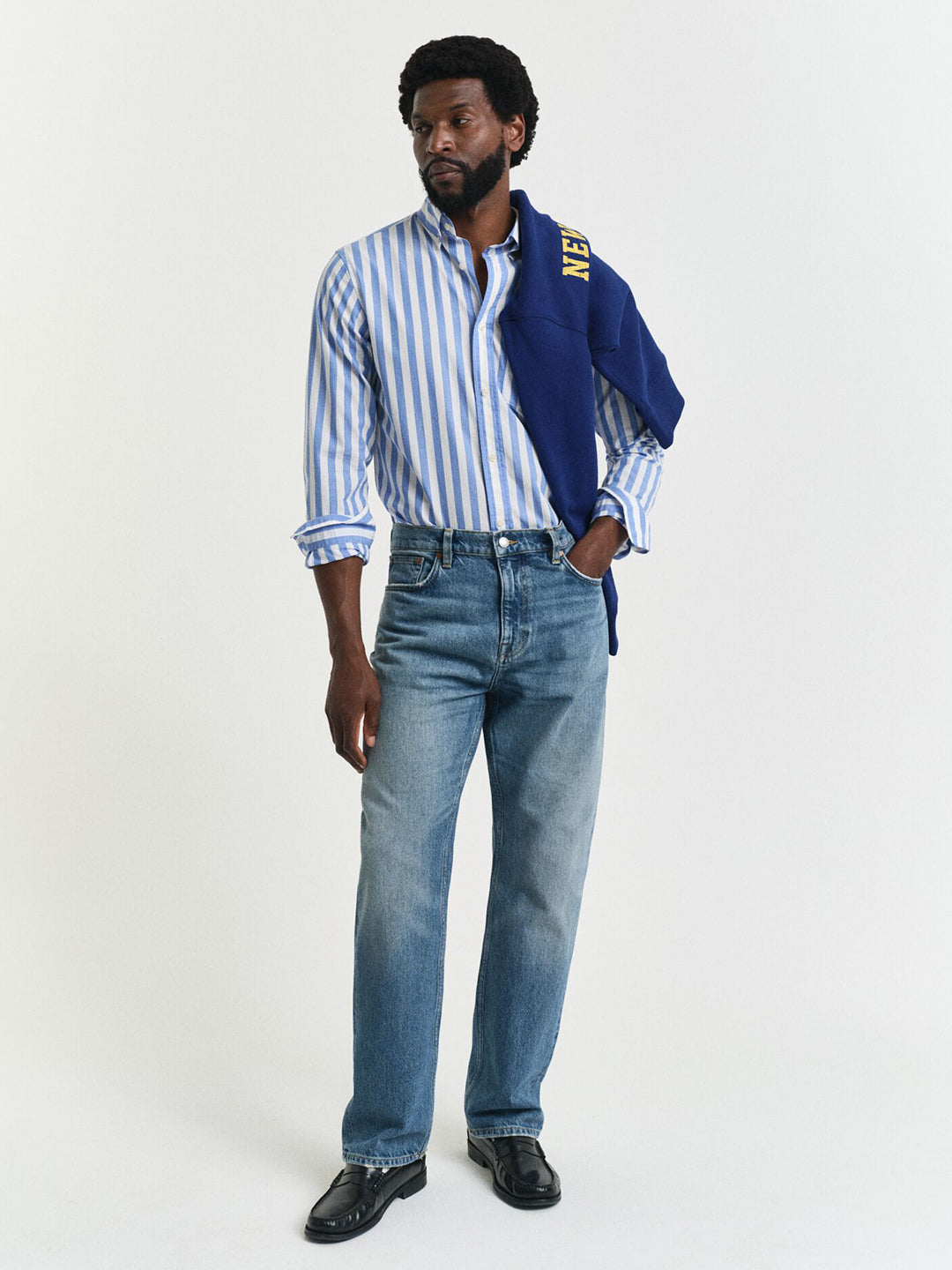Gant Men Blue Striped Collar Shirt