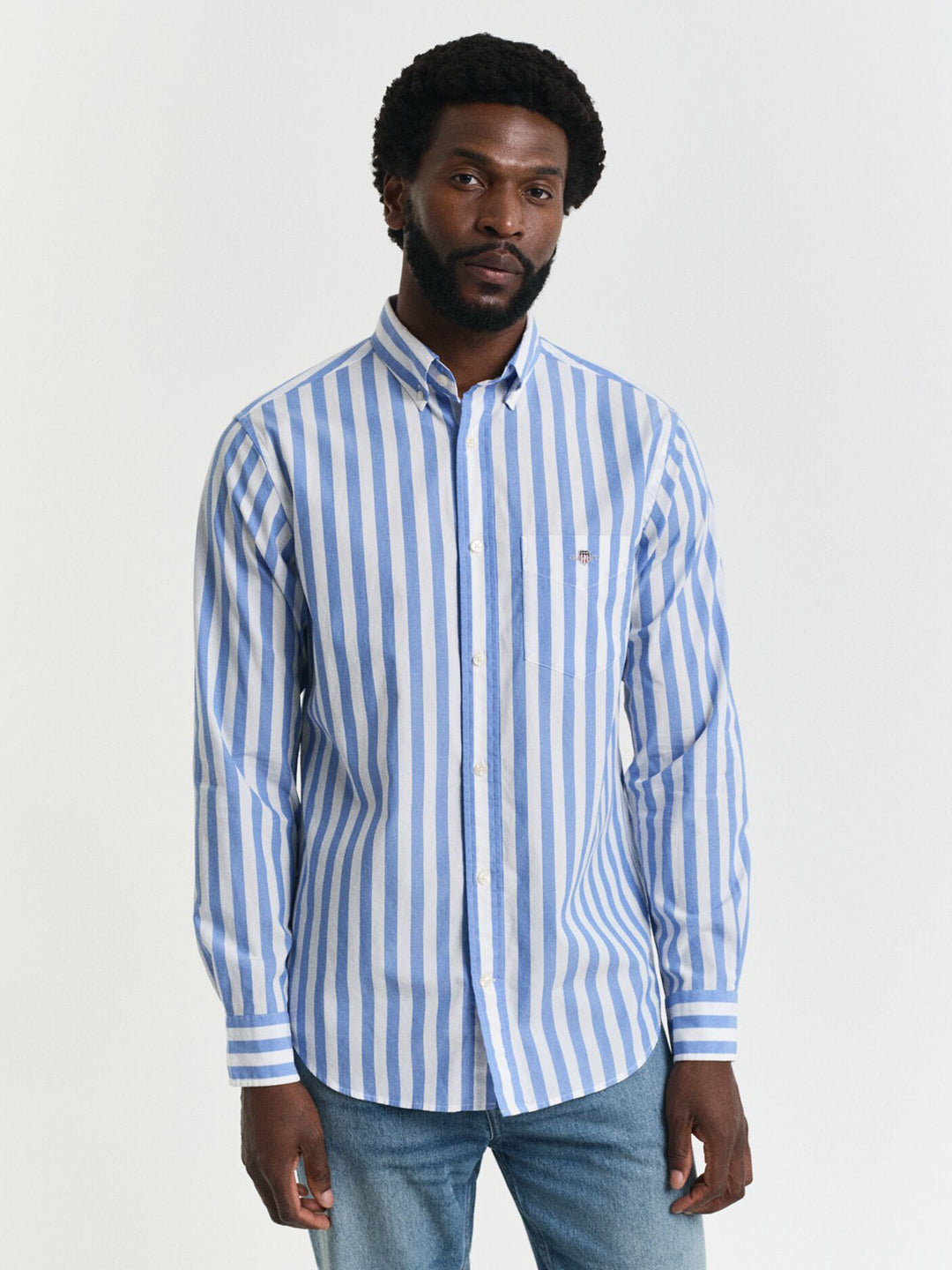 Gant Men Blue Striped Collar Shirt