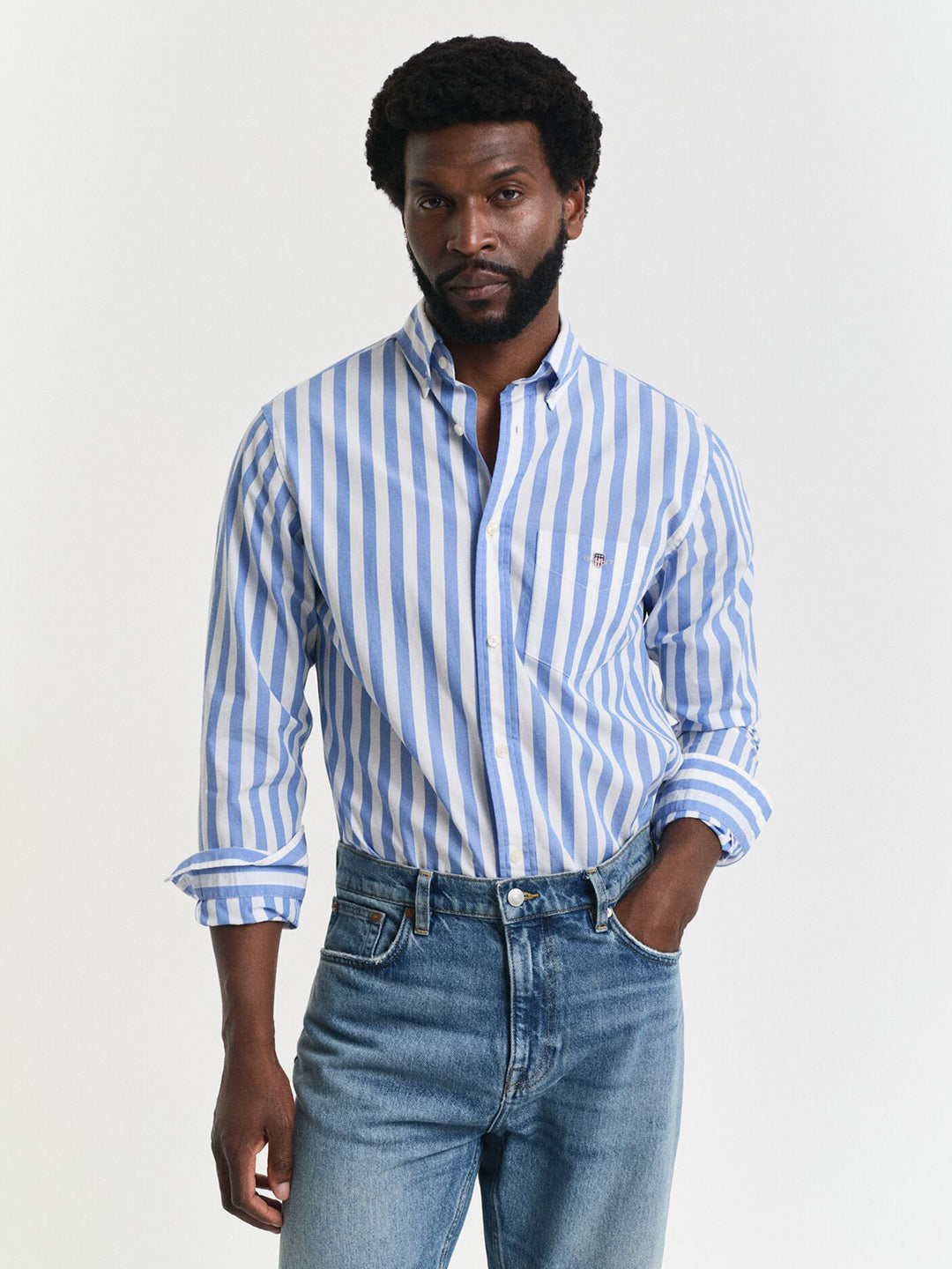 Gant Men Blue Striped Collar Shirt