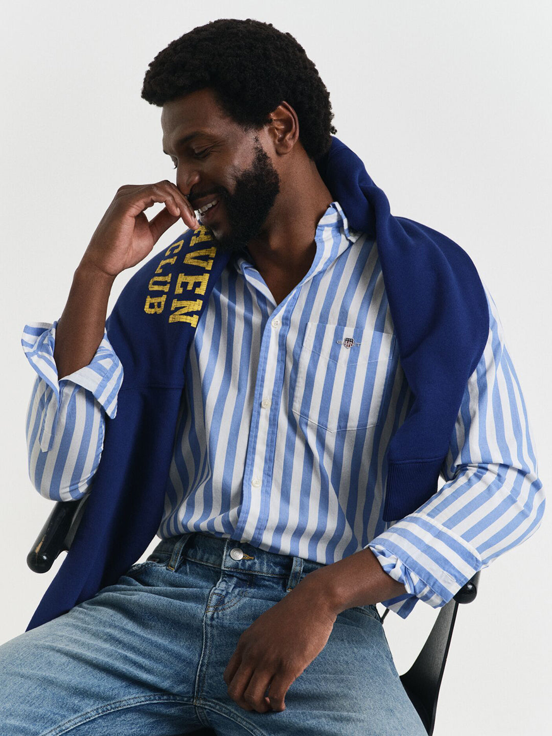 Gant Men Blue Striped Collar Shirt