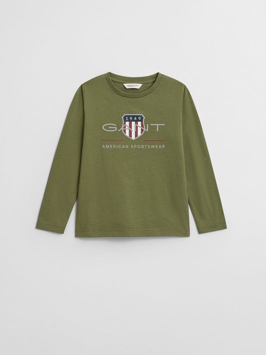 Gant Boys Green Graphic Round Neck Tshirt