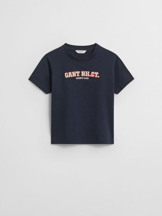 Gant Boys Blue Graphic Round Neck Tshirt
