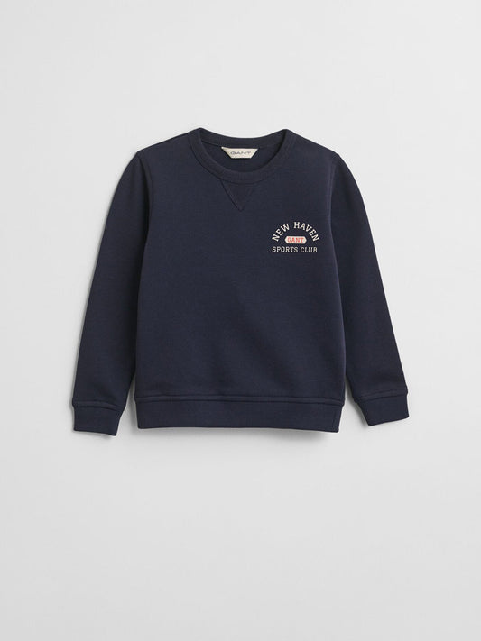 Gant Boys Blue Graphic Round Neck Sweatshirt