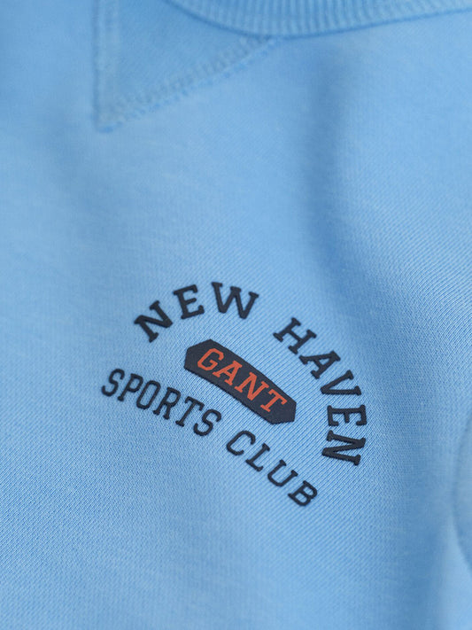 Gant Boys Blue Graphic Round Neck Sweatshirt