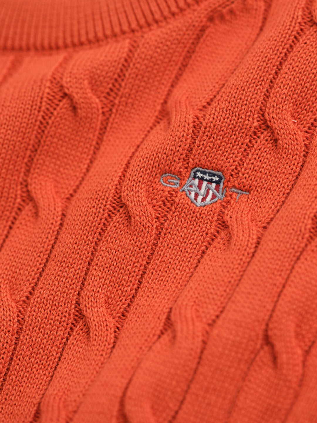 Gant Boys Orange Solid Round Neck Sweater