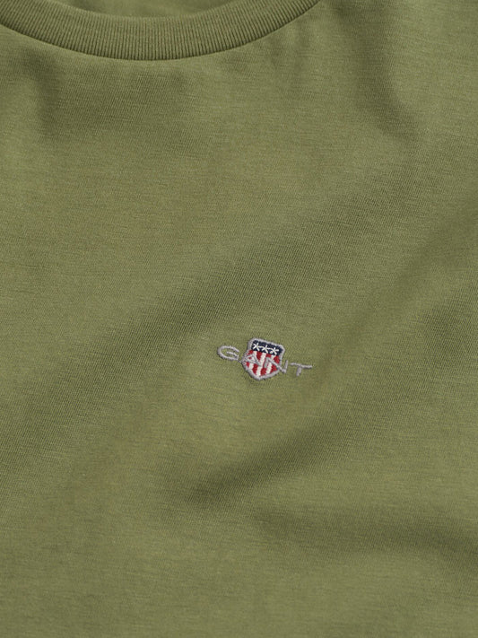 Gant Boys Green Solid Round Neck Tshirt