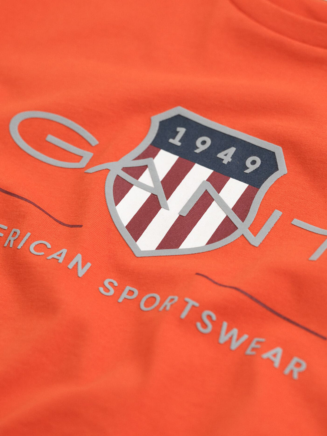 Gant Boys Orange Graphic Round Neck Tshirt