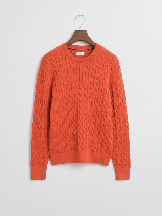 Gant Boys Orange Solid Round Neck Sweater