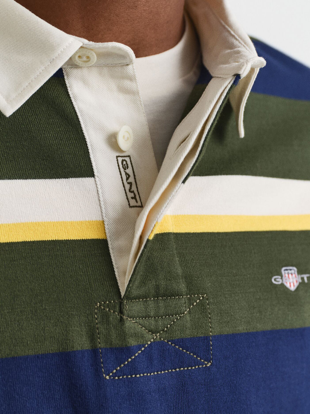 Gant Men Green Striped Polo Tshirt