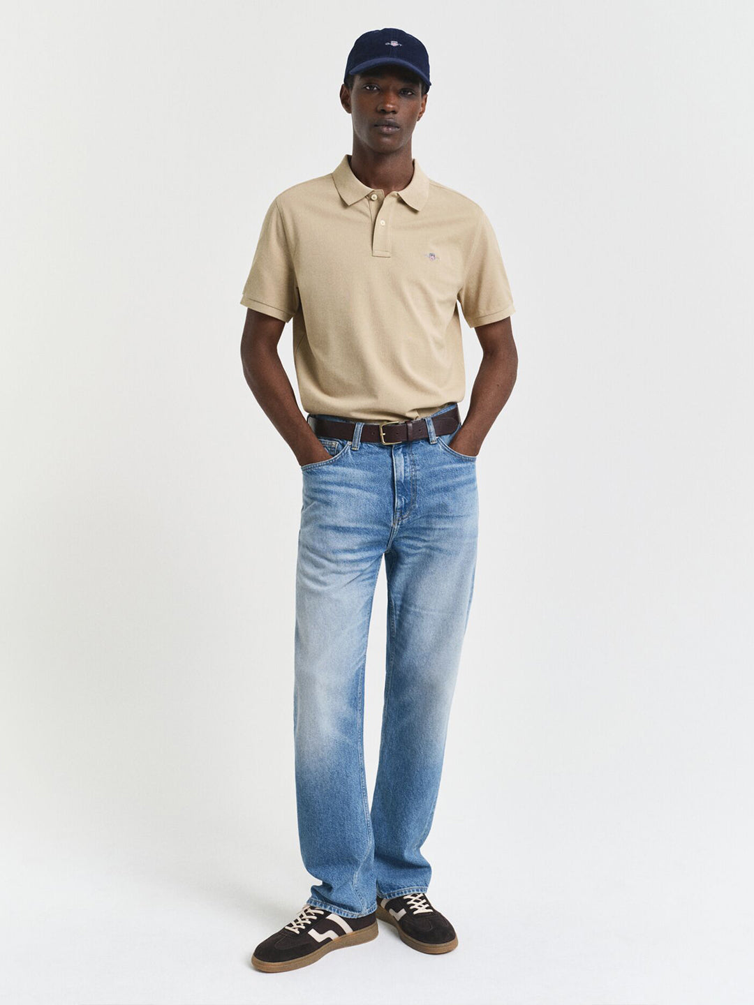 Gant Men Beige Solid Polo Tshirt