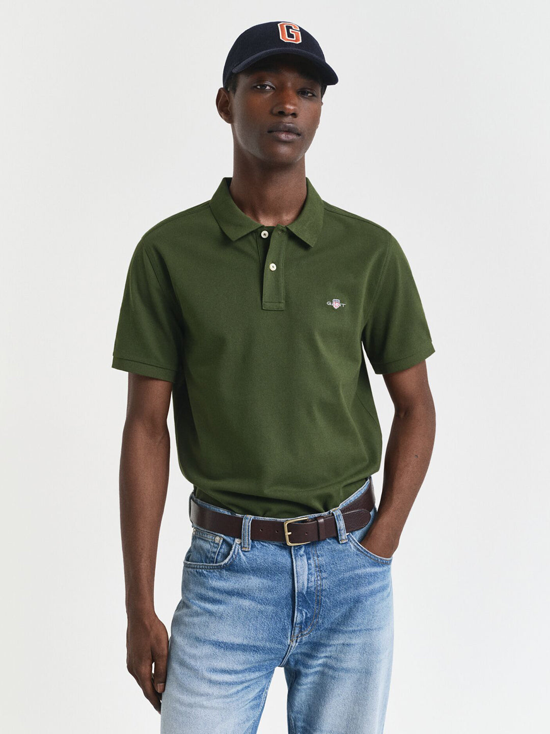 Gant Men Green Solid Polo Tshirt