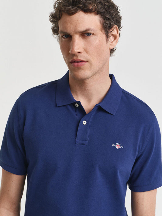 Gant Men Blue Solid Polo Tshirt