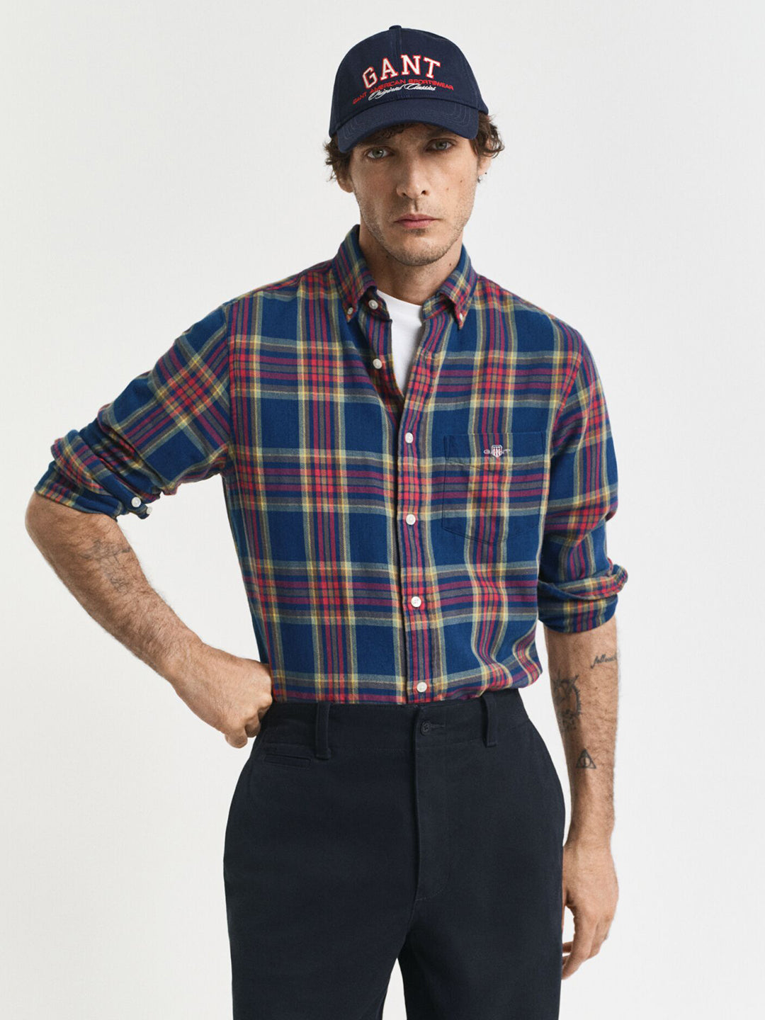Gant Men Blue Checks Collar Shirt