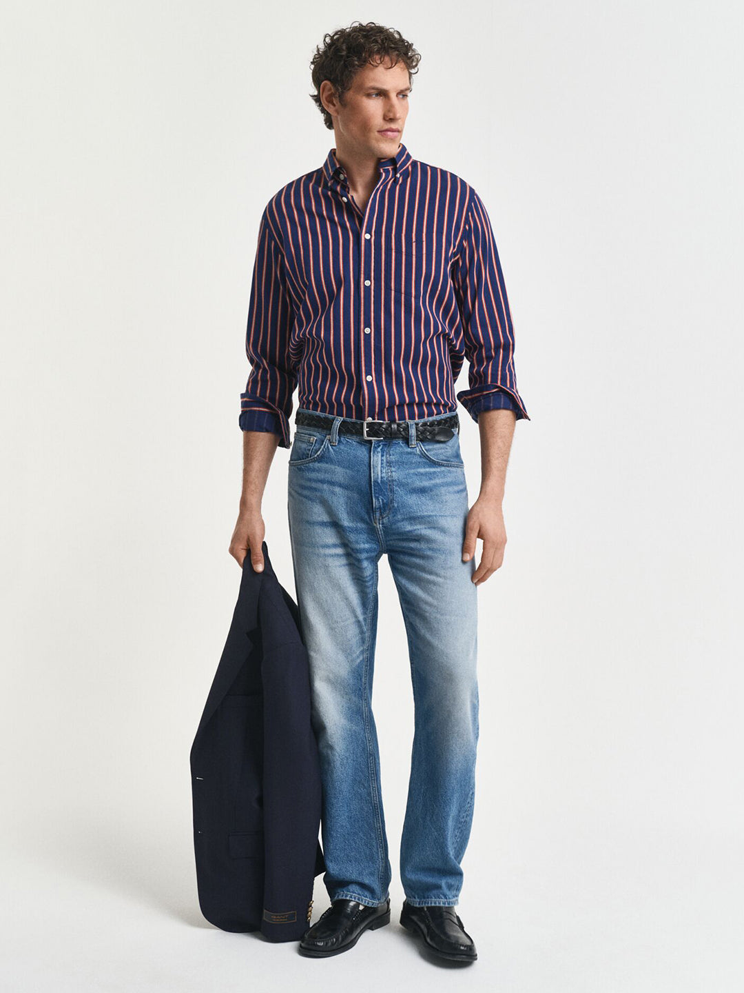 Gant Men Green Striped Collar Shirt