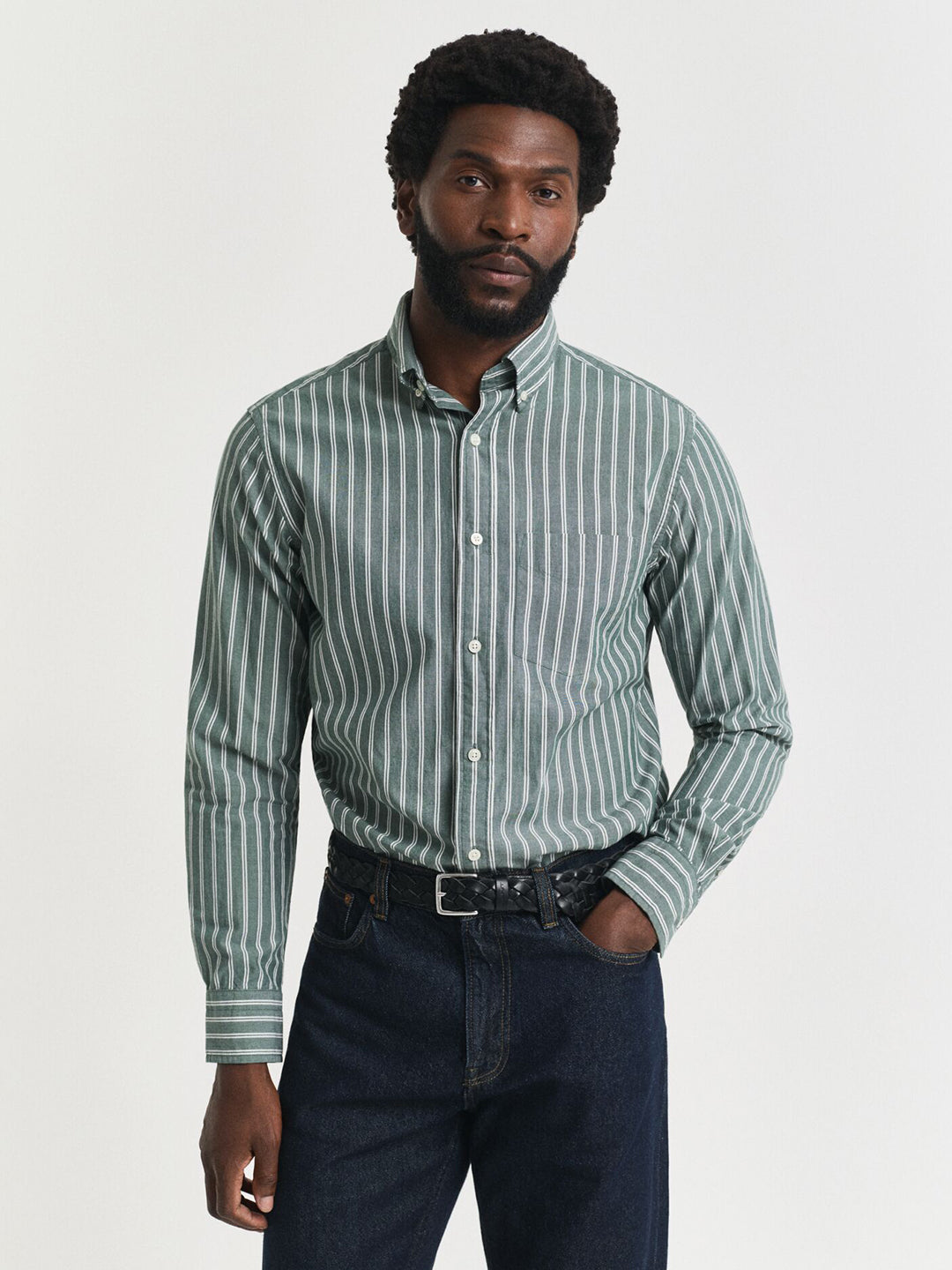 Gant Men Cream Striped Collar Shirt