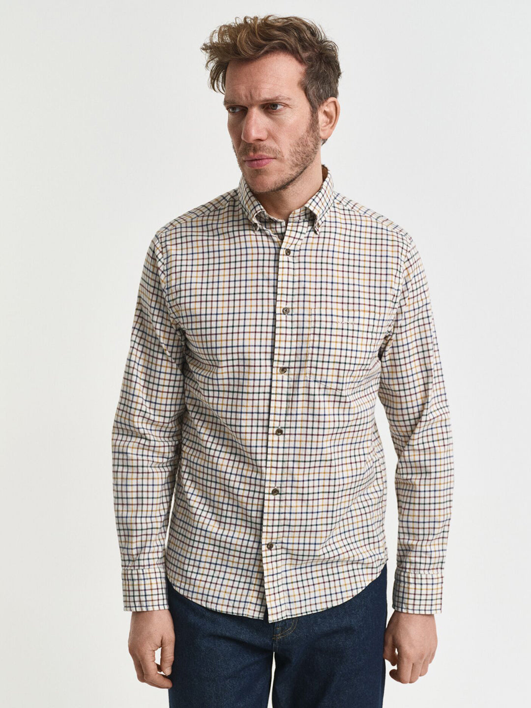Gant Men Brown Checks Collar Shirt