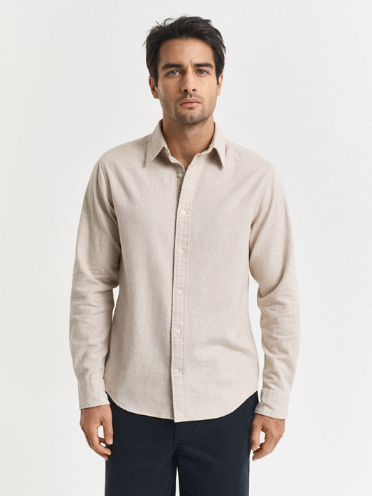 Gant Men Beige Solid Collar Shirt