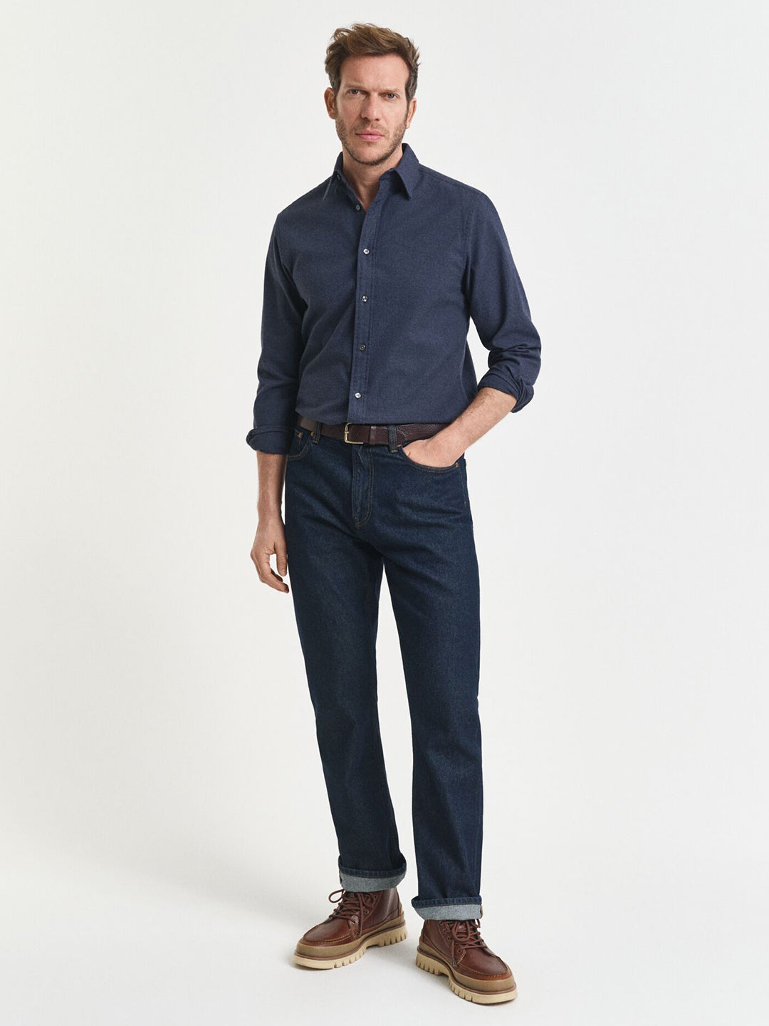 Gant Men Blue Solid Collar Shirt