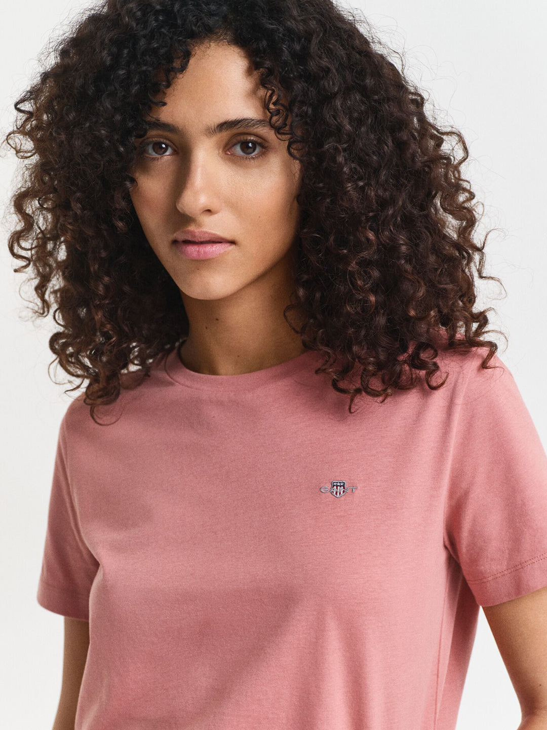Gant Women Red Solid Crew Neck Tshirt