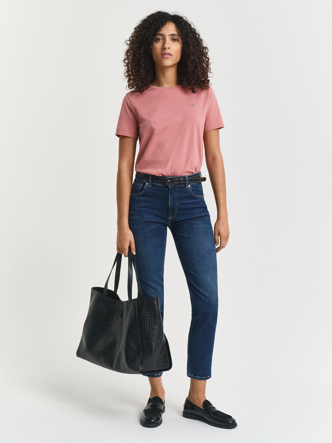 Gant Women Red Solid Crew Neck Tshirt