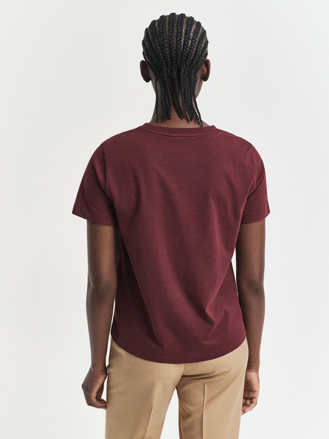 Gant Women Red Solid Crew Neck Tshirt