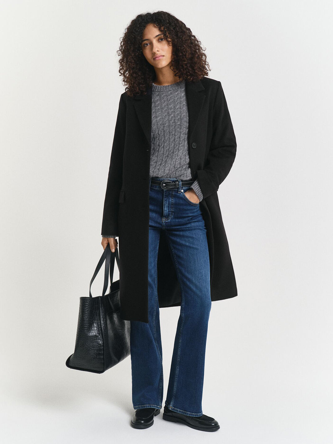 Gant Women Black Solid Collar Overcoat