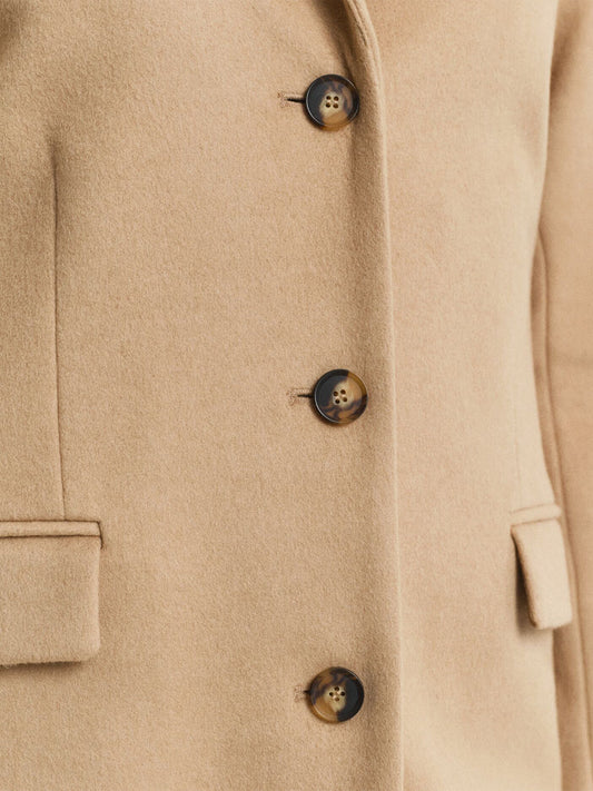 Gant Women Brown Solid Collar Overcoat