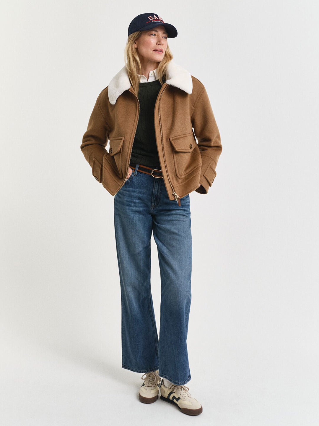 Gant Women Green Solid Crew Neck Sweater