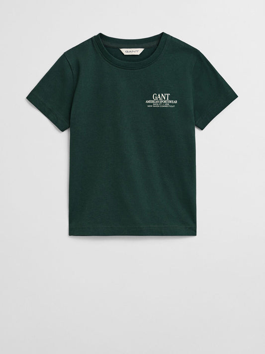Gant Boys Green Graphic Round Neck Tshirt