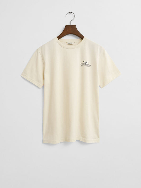 Gant Boys Cream Graphic Round Neck Tshirt