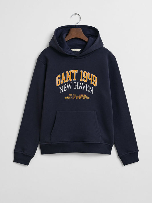 Gant Boys Blue Graphic Hooded Sweatshirt
