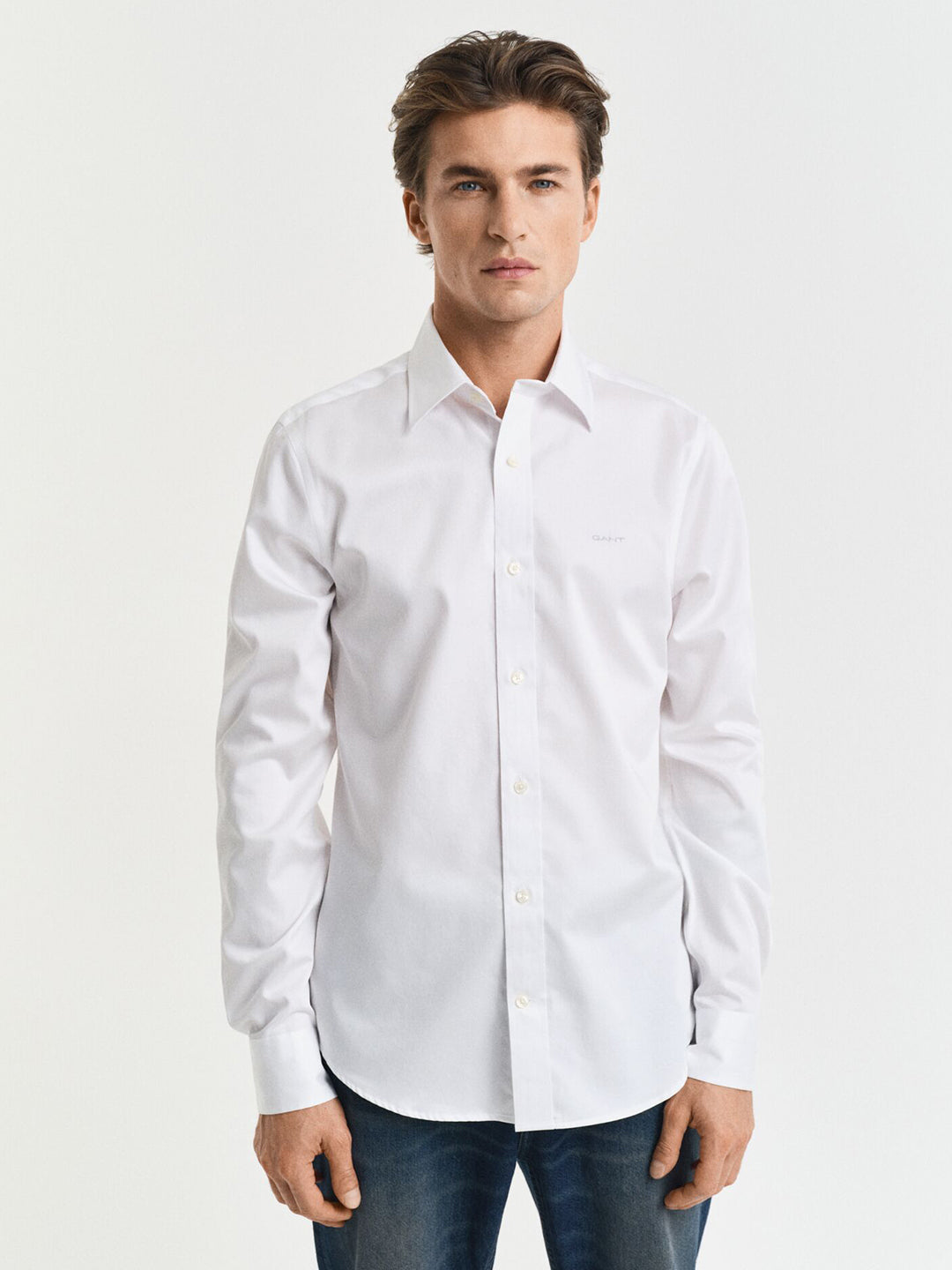 Gant Men White Solid Collar Shirt