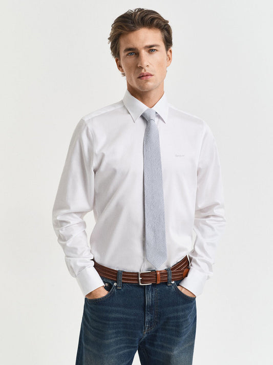 Gant Men White Solid Collar Shirt