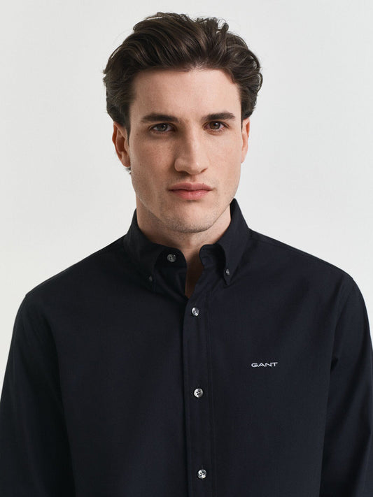 Gant Men Black Solid Collar Shirt