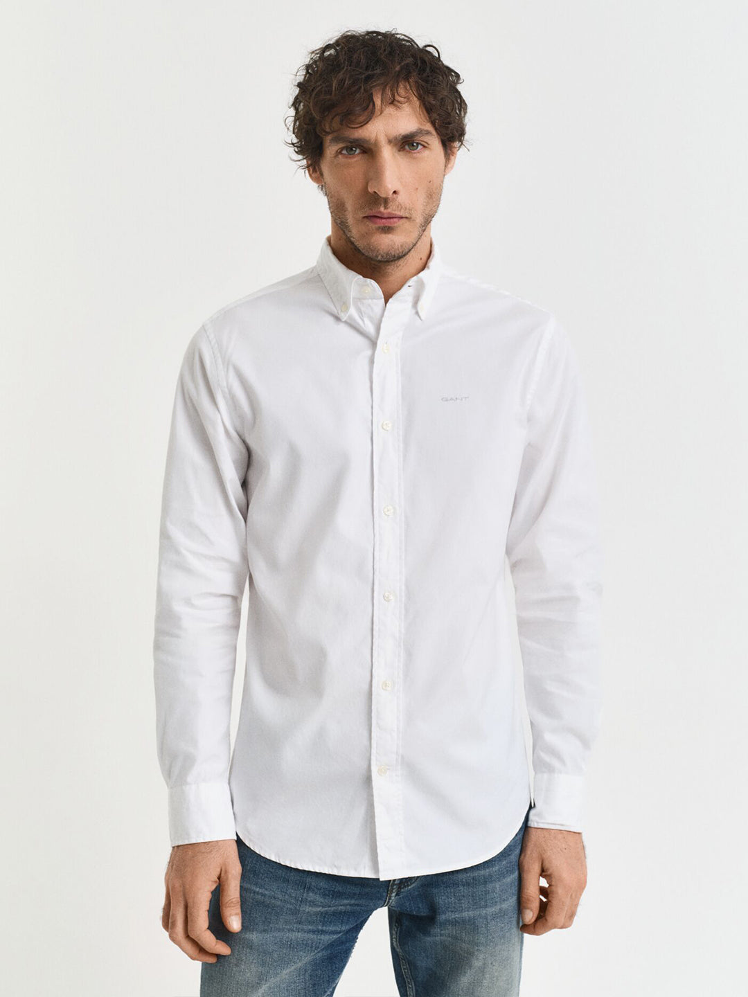 Gant Men White Solid Collar Shirt