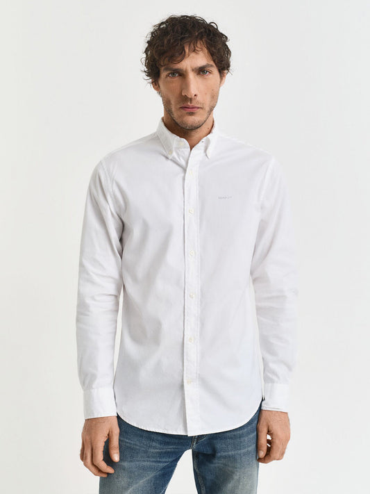 Gant Men White Solid Collar Shirt
