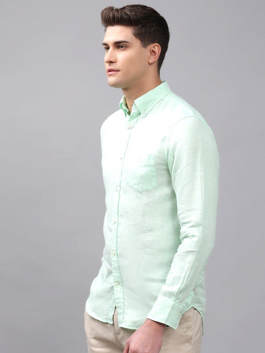Gant Men Green Regular Fit Solid Linen Shirt