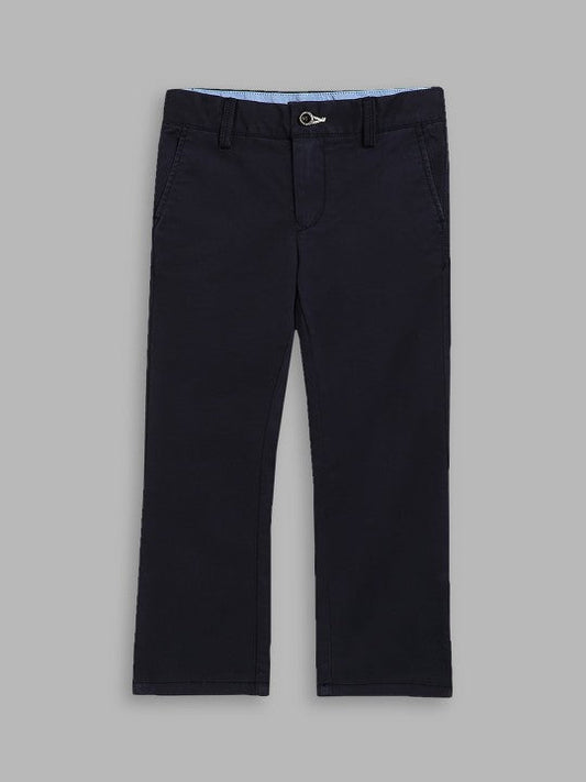 Gant Boys Navy Blue Solid Chinos Trouser