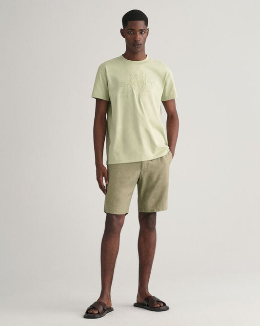 Gant Men Green Solid Round Neck Short Sleeves T-Shirt