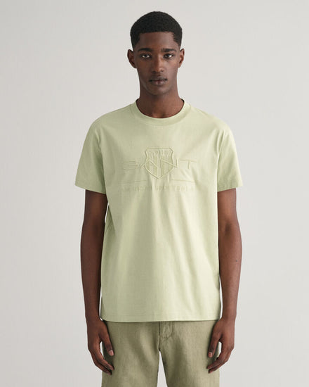 Gant Men Green Solid Round Neck Short Sleeves T-Shirt